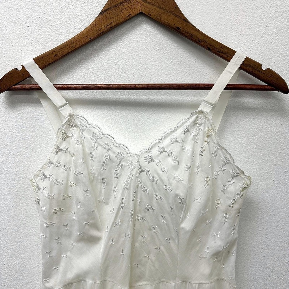 Vintage‎ Unbranded Cotton Eyelet Trim Slip Dress White S